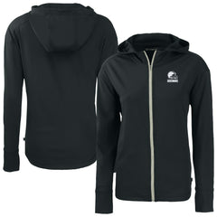 Cutter & Buck Cleveland Browns Women's Black Daybreak Eco Recycled Full-Zip Hoodie