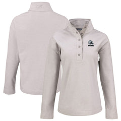 Cleveland Browns Cutter & Buck Women's Hunts Point Eco Textured Fleece Recycled Quarter-Snap Pullover - Gray Pullover