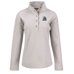 Cleveland Browns Cutter & Buck Women's Hunts Point Eco Textured Fleece Recycled Quarter-Snap Pullover - Gray Pullover