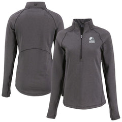 Cleveland Browns Cutter & Buck Women's Peshastin Eco Fleece Recycled Half-Zip Pullover Top - Heather Black Pullover