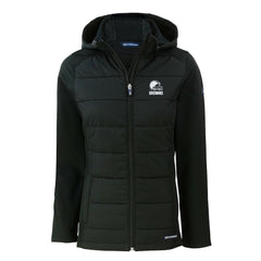 Cleveland Browns Cutter & Buck Women's Evoke Hybrid Eco Softshell Recycled Full-Zip Hooded Jacket - Black Jackets