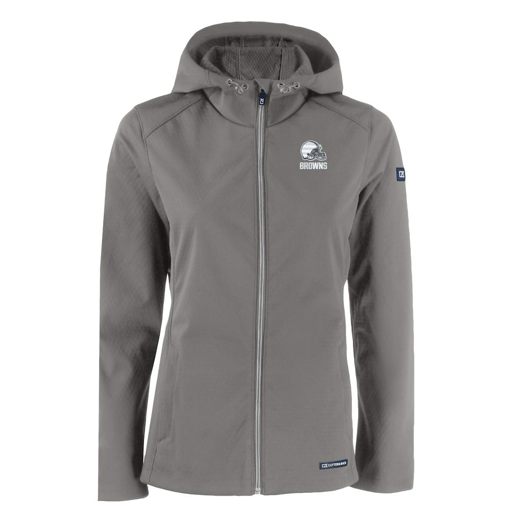Cleveland Browns Cutter & Buck Women's Evoke Eco Softshell Recycled Full-Zip Hoodie Jacket - Gray Hoodies