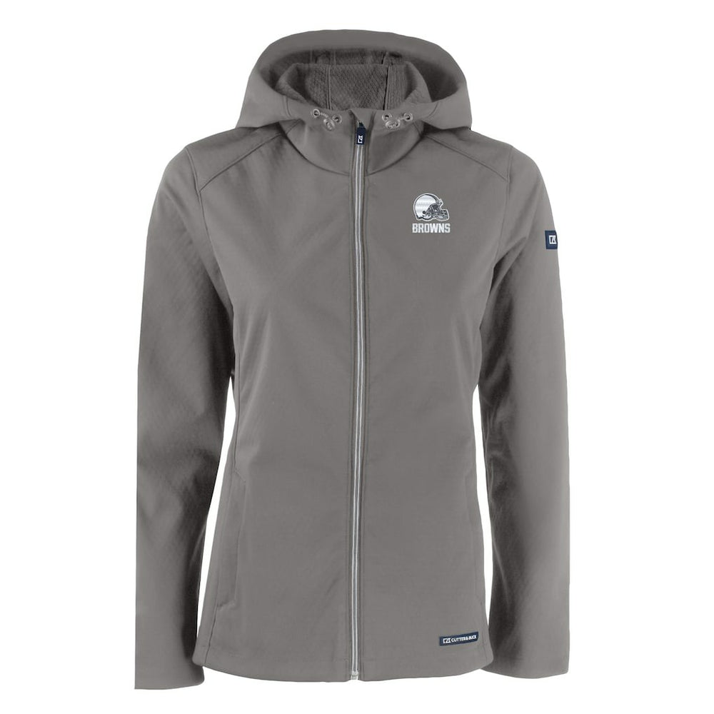 Cleveland Browns Cutter & Buck Women's Evoke Eco Softshell Recycled Full-Zip Hoodie Jacket - Gray Hoodies