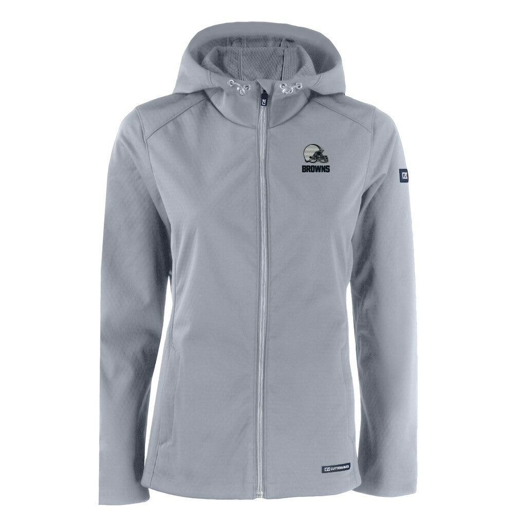 Cleveland Browns Cutter & Buck Women's Evoke Eco Softshell Recycled Full-Zip Hoodie Jacket - Gray Hoodies