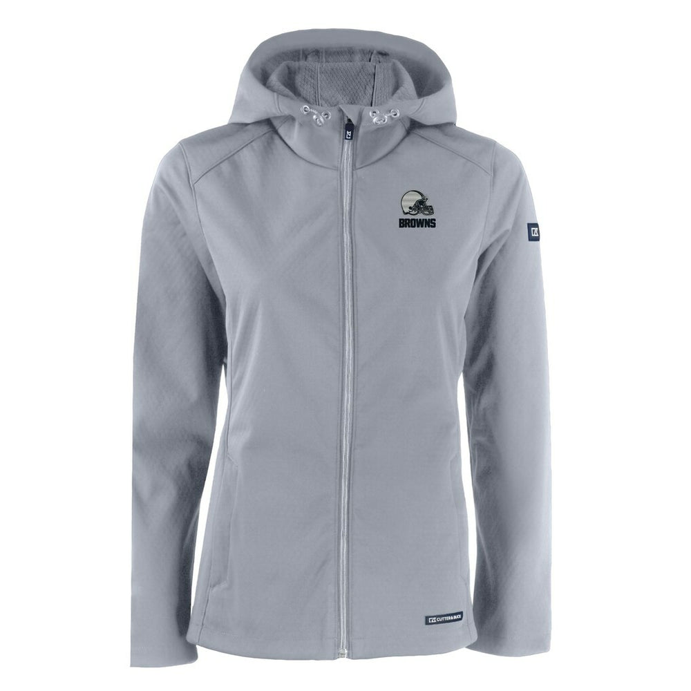 Cleveland Browns Cutter & Buck Women's Evoke Eco Softshell Recycled Full-Zip Hoodie Jacket - Gray Hoodies