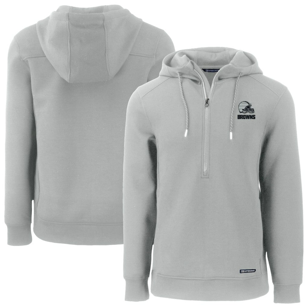 Cleveland Browns Cutter & Buck Roam Eco Recycled Half-Zip Pullover Hoodie - Gray Hoodies