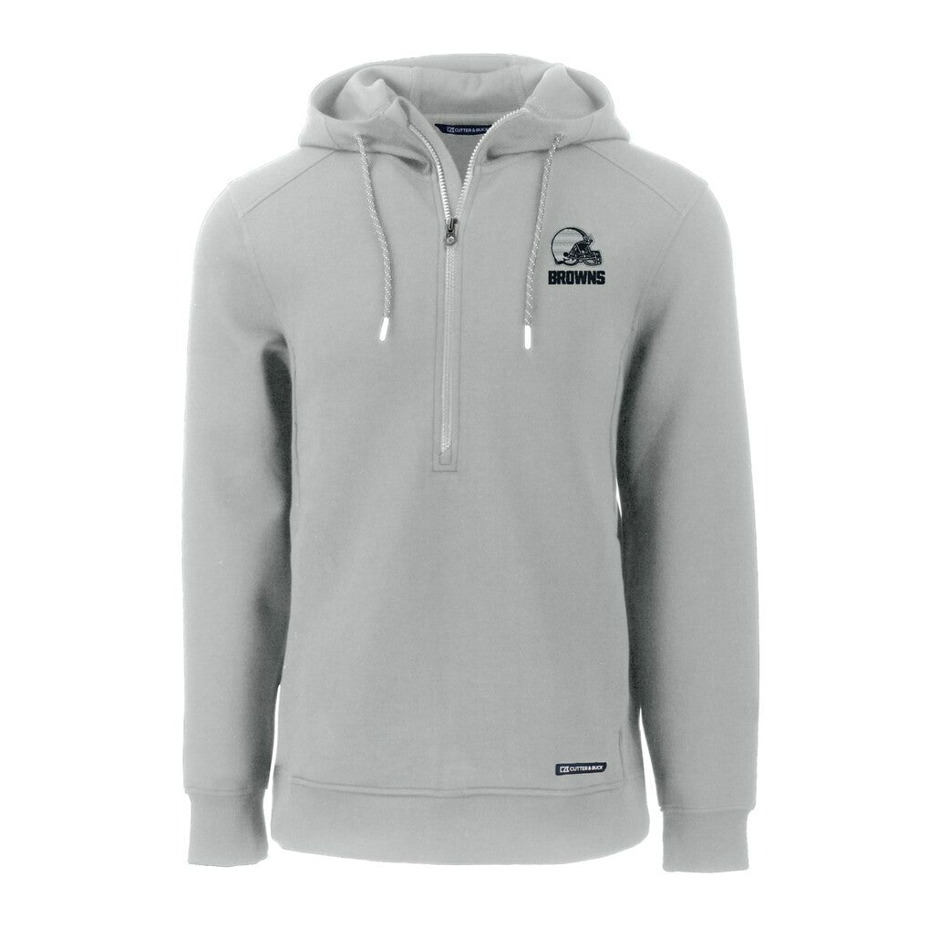 Cleveland Browns Cutter & Buck Roam Eco Recycled Half-Zip Pullover Hoodie - Gray Hoodies