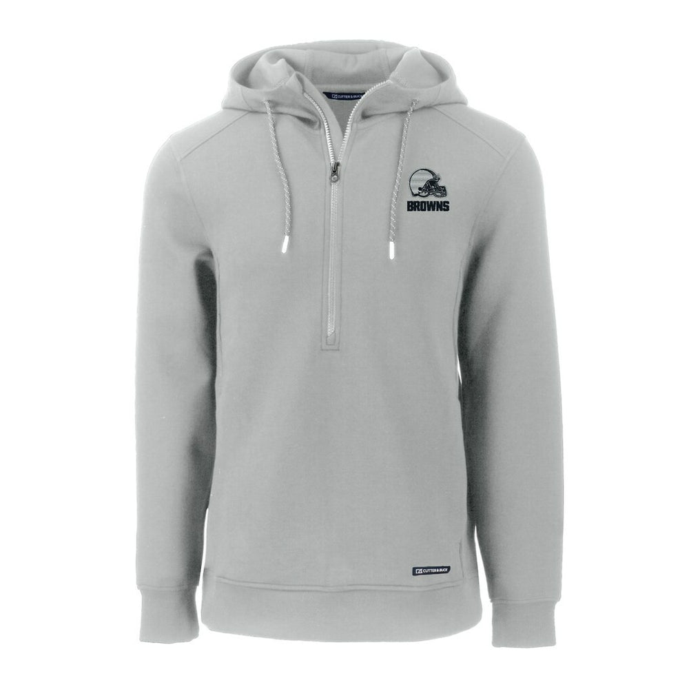 Cleveland Browns Cutter & Buck Roam Eco Recycled Half-Zip Pullover Hoodie - Gray Hoodies