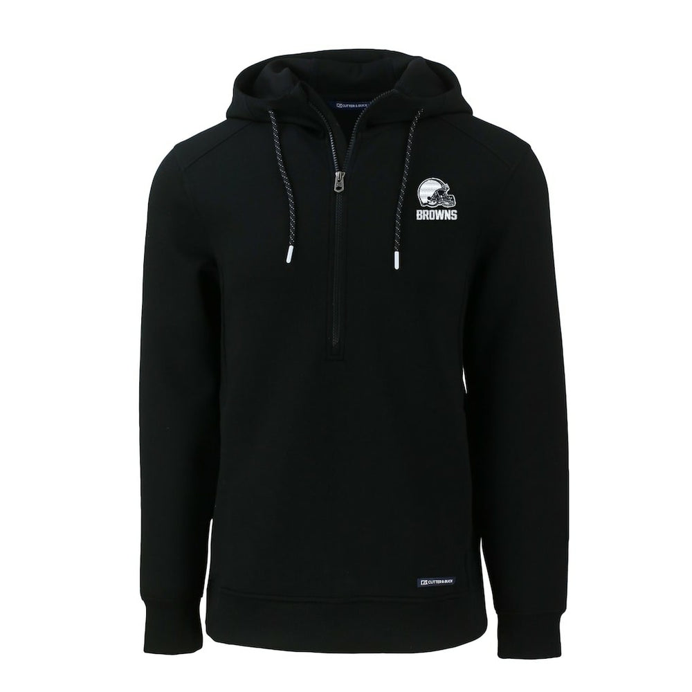 Cleveland Browns Cutter & Buck Roam Eco Recycled Half-Zip Pullover Hoodie - Black Hoodies