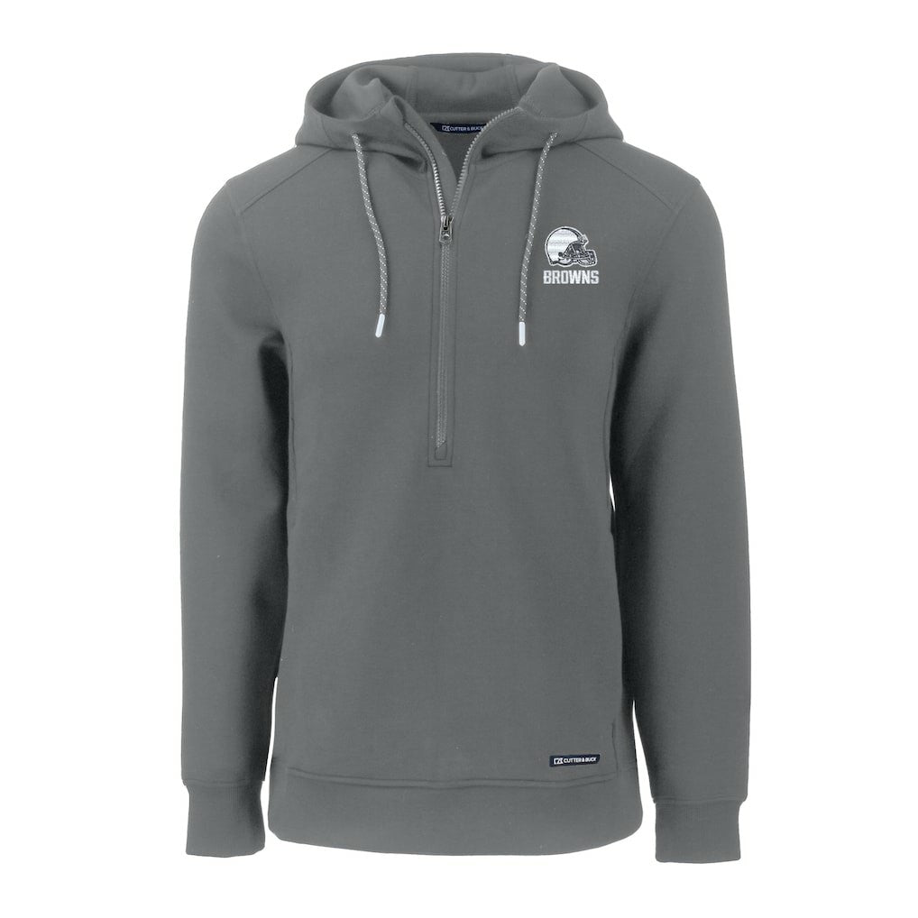 Cleveland Browns Cutter & Buck Roam Eco Recycled Half-Zip Pullover Hoodie - Gray Hoodies