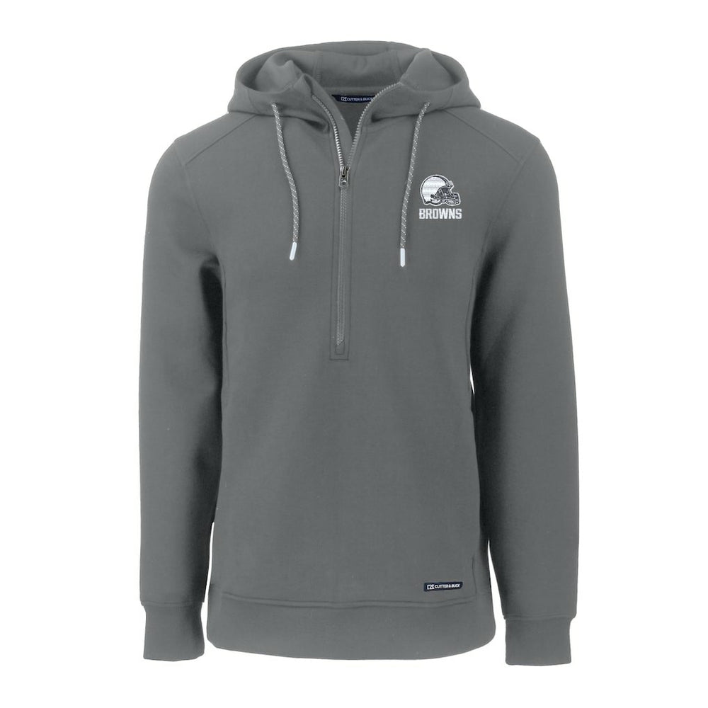 Cleveland Browns Cutter & Buck Roam Eco Recycled Half-Zip Pullover Hoodie - Gray Hoodies