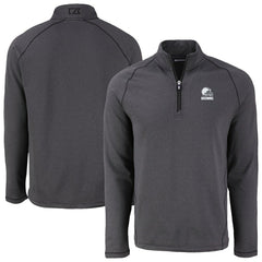 Cleveland Browns Cutter & Buck Peshastin Eco Fleece Recycled Half-Zip Pullover - Heather Black Pullover