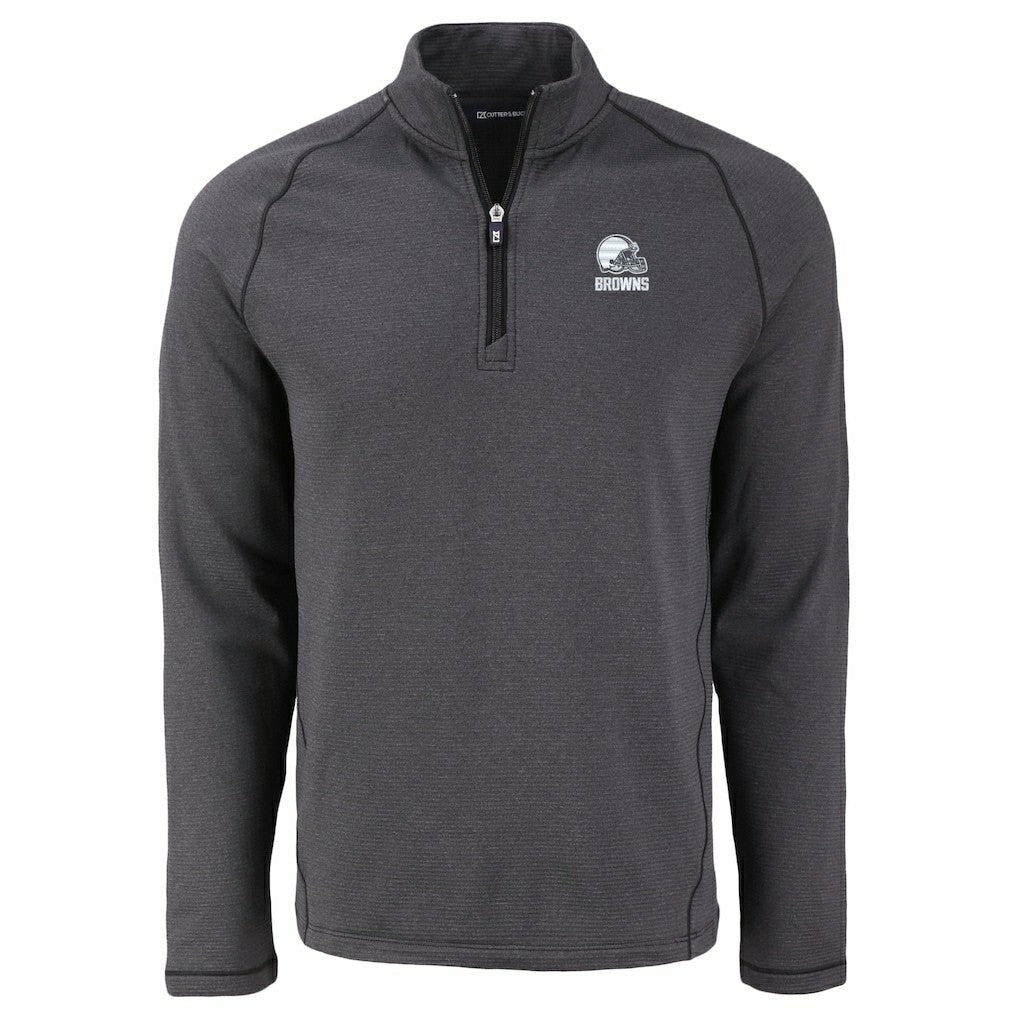 Cleveland Browns Cutter & Buck Peshastin Eco Fleece Recycled Half-Zip Pullover - Heather Black Pullover