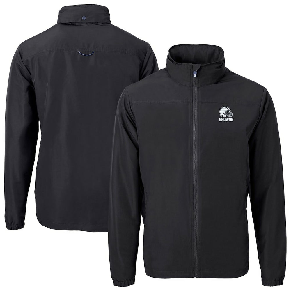 Cleveland Browns Cutter & Buck Charter Eco Recycled Full-Zip Hoodie Jacket - Black Hoodies