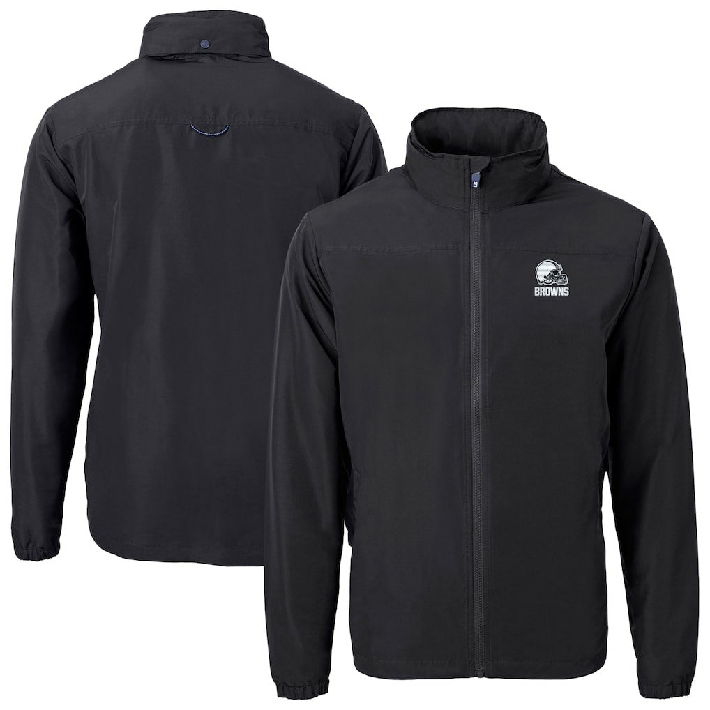 Cleveland Browns Cutter & Buck Charter Eco Recycled Full-Zip Hoodie Jacket - Black Hoodies