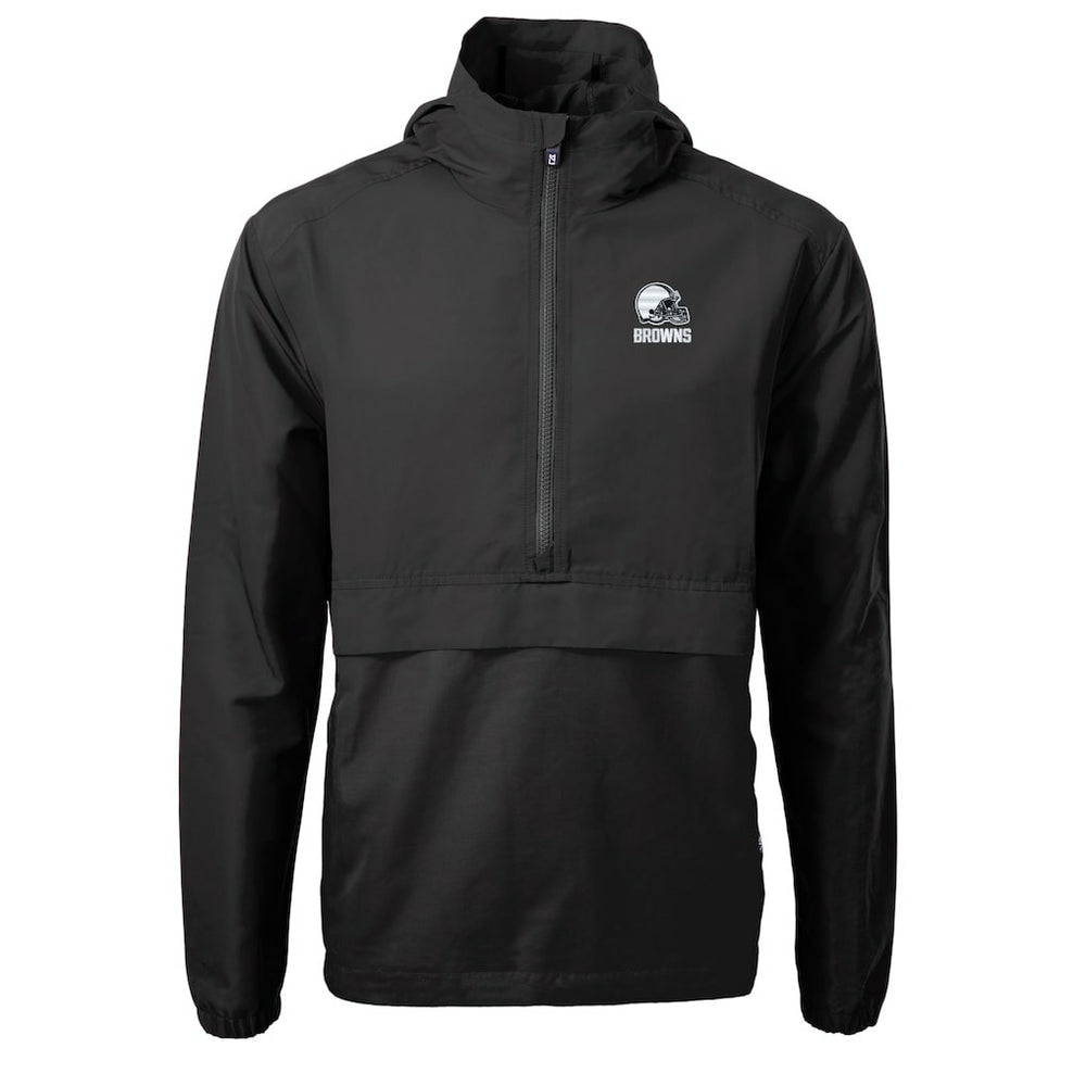 Cleveland Browns Cutter & Buck Charter Eco Recycled Anorak Half-Zip Hoodie Jacket - Black Hoodies