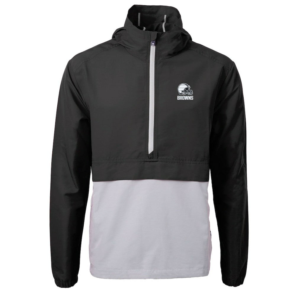 Cleveland Browns Cutter & Buck Charter Eco Recycled Anorak Half-Zip Hoodie Jacket - Black Hoodies