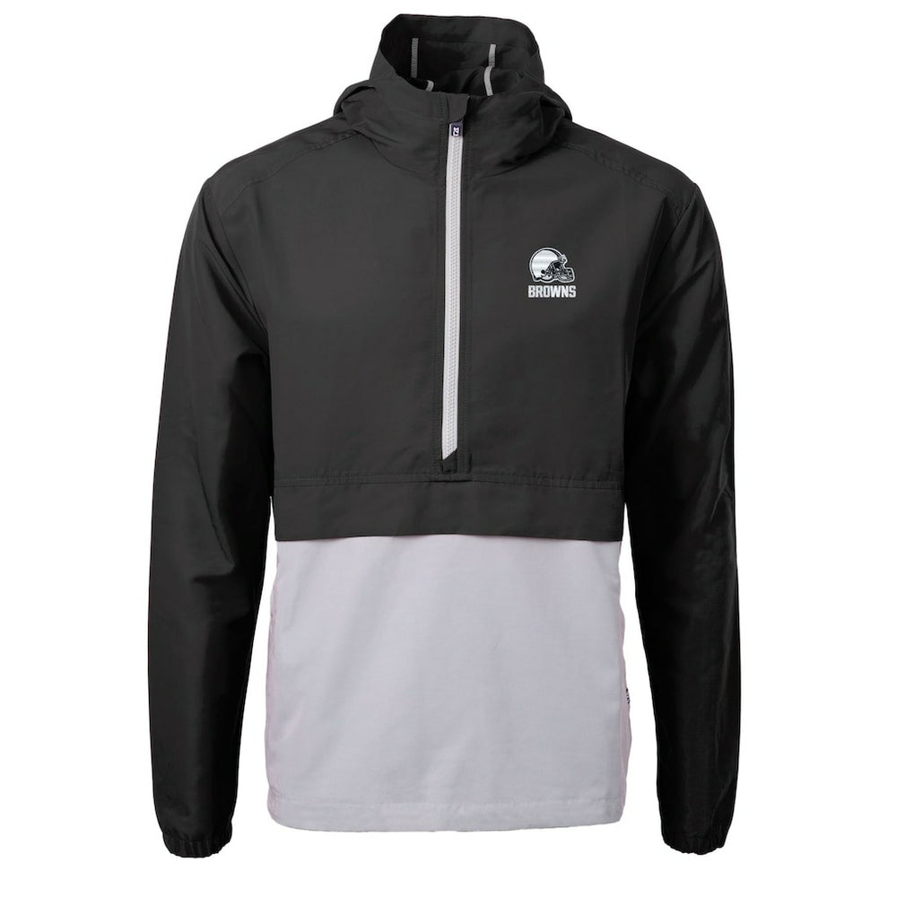 Cleveland Browns Cutter & Buck Charter Eco Recycled Anorak Half-Zip Hoodie Jacket - Black Hoodies