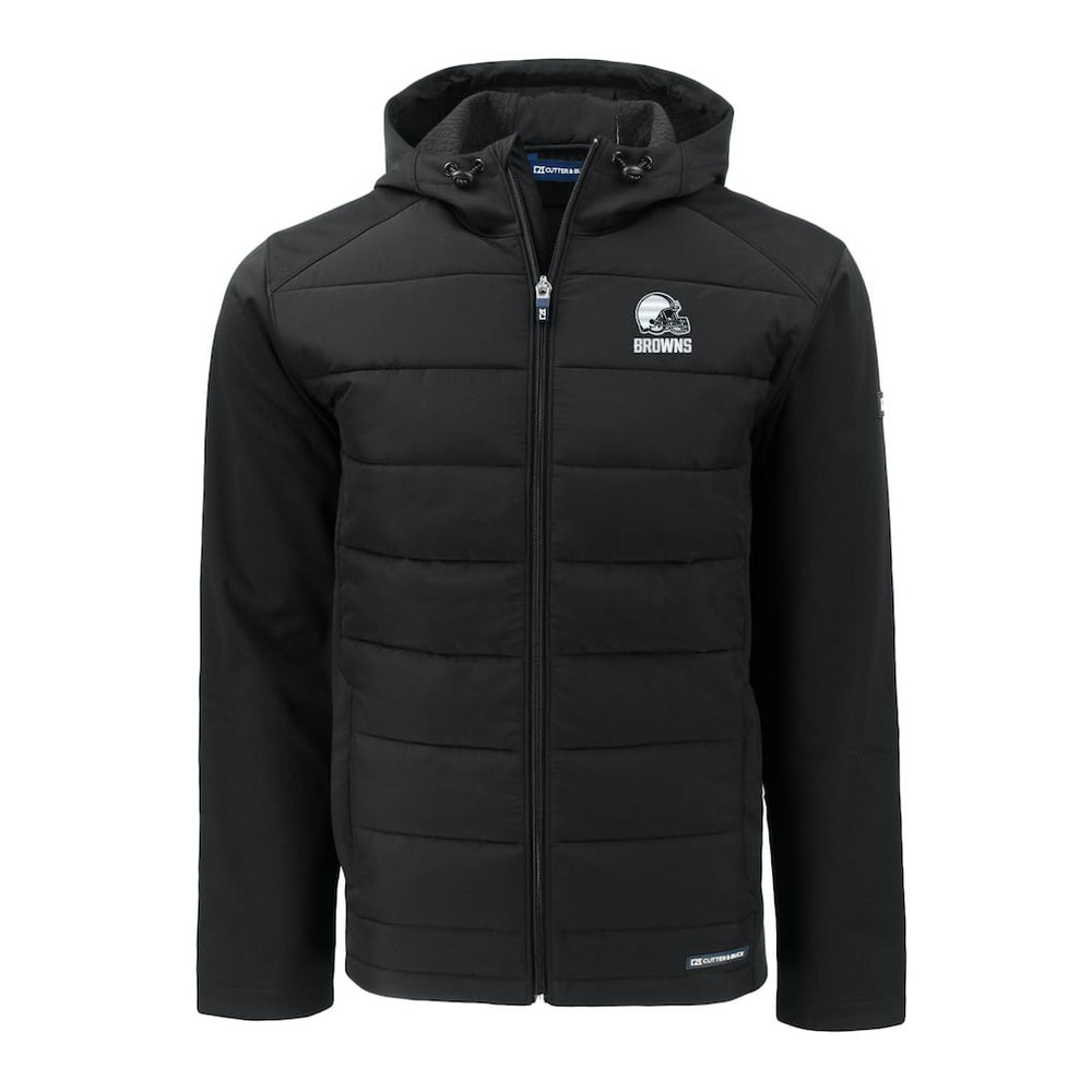Cleveland Browns Cutter & Buck Evoke Hybrid Eco Softshell Recycled Full-Zip Hooded Jacket - Black Jackets