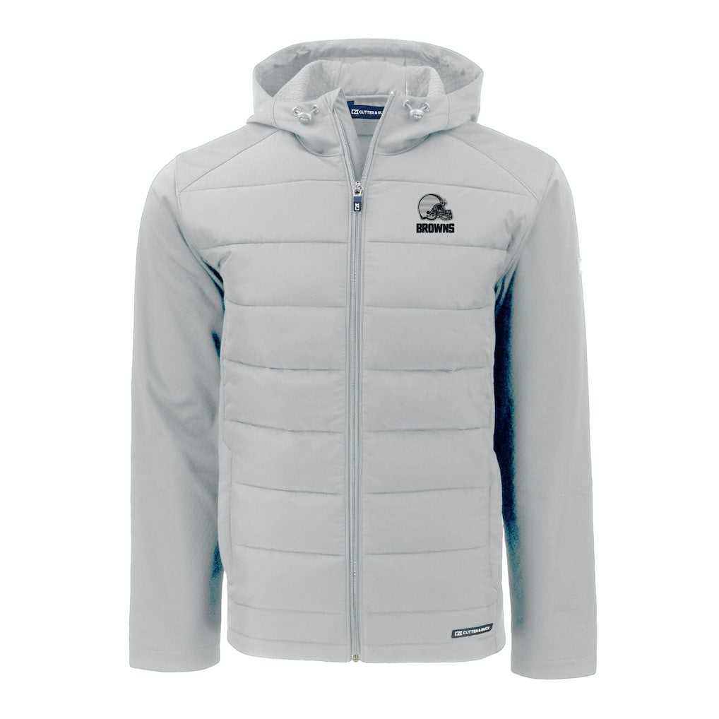 Cleveland Browns Cutter & Buck Evoke Hybrid Eco Softshell Recycled Full-Zip Hooded Jacket - Gray Jackets