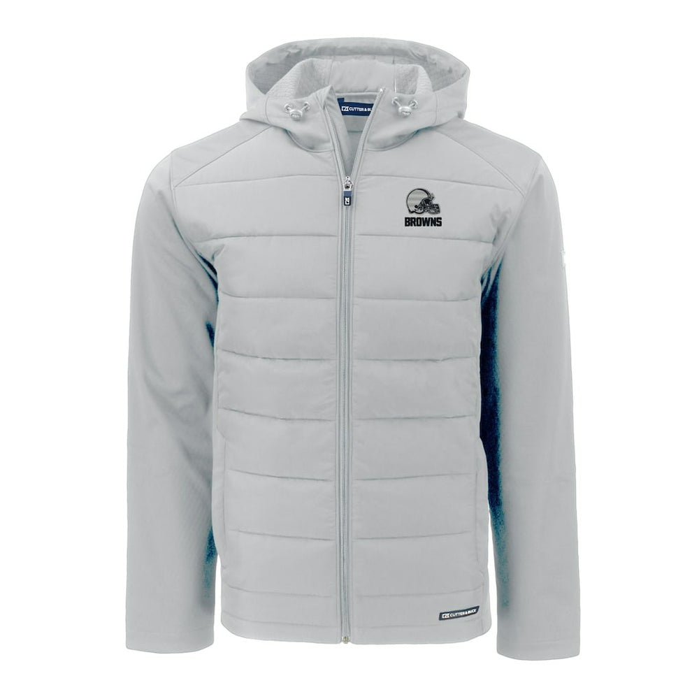 Cleveland Browns Cutter & Buck Evoke Hybrid Eco Softshell Recycled Full-Zip Hooded Jacket - Gray Jackets