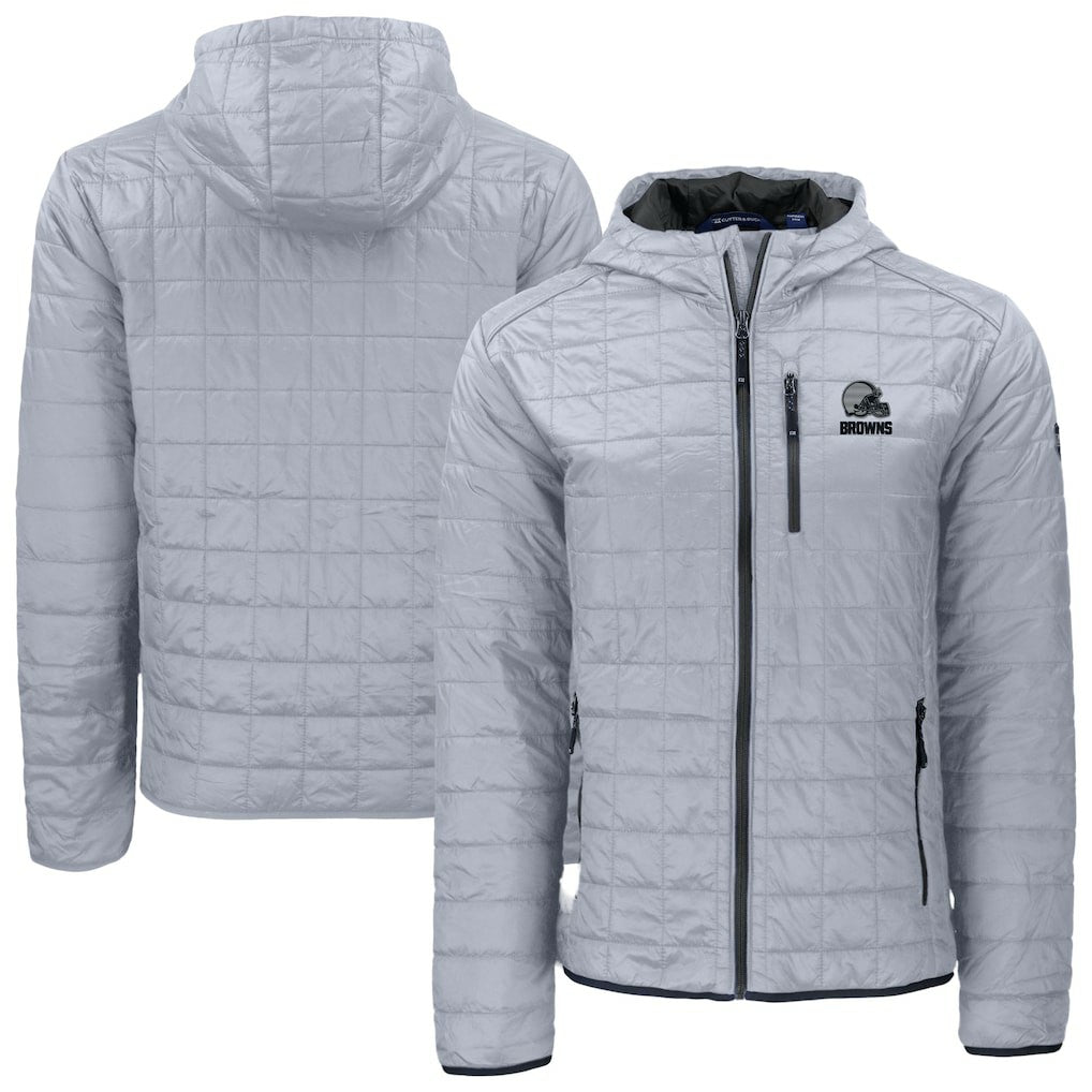 Cleveland Browns Cutter & Buck Rainier Primaloft Eco Full-Zip Hooded Jacket - Gray Jackets
