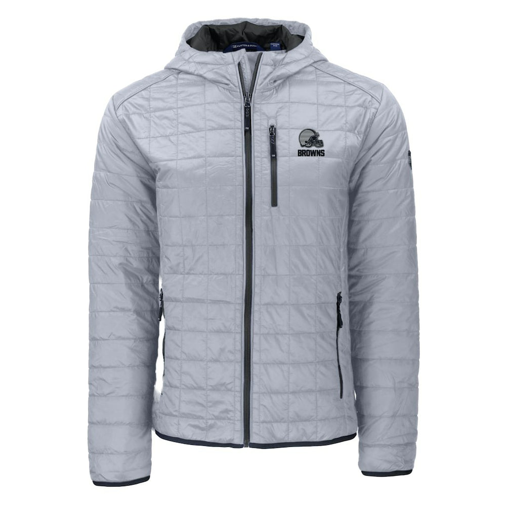 Cleveland Browns Cutter & Buck Rainier Primaloft Eco Full-Zip Hooded Jacket - Gray Jackets