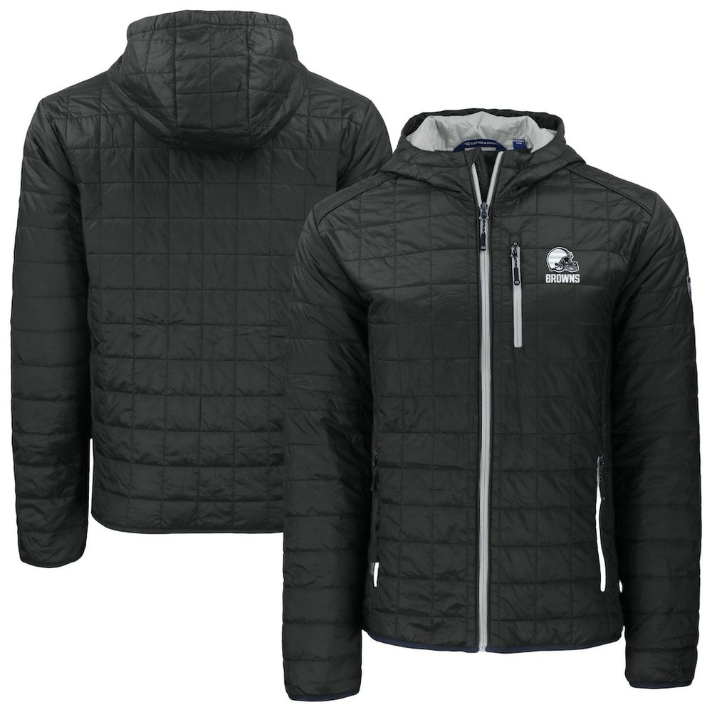 Cleveland Browns Cutter & Buck Rainier Primaloft Eco Full-Zip Hooded Jacket - Black Jackets