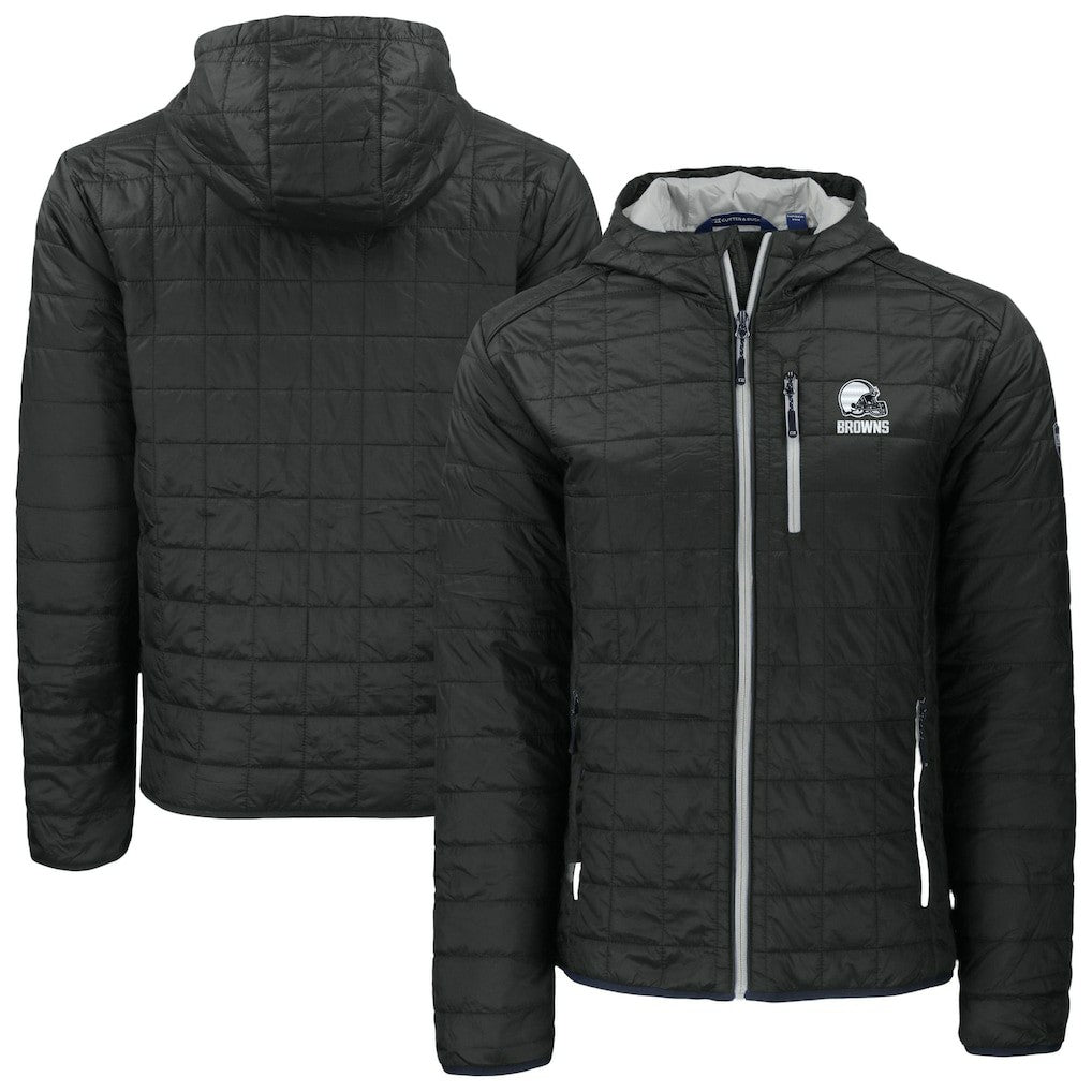 Cleveland Browns Cutter & Buck Rainier Primaloft Eco Full-Zip Hooded Jacket - Black Jackets