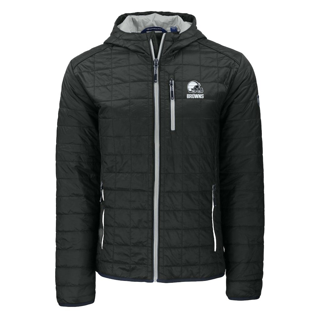 Cleveland Browns Cutter & Buck Rainier Primaloft Eco Full-Zip Hooded Jacket - Black Jackets