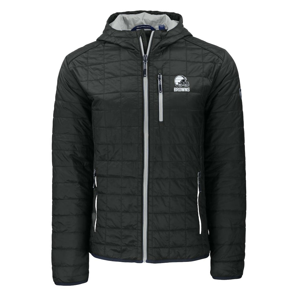 Cleveland Browns Cutter & Buck Rainier Primaloft Eco Full-Zip Hooded Jacket - Black Jackets