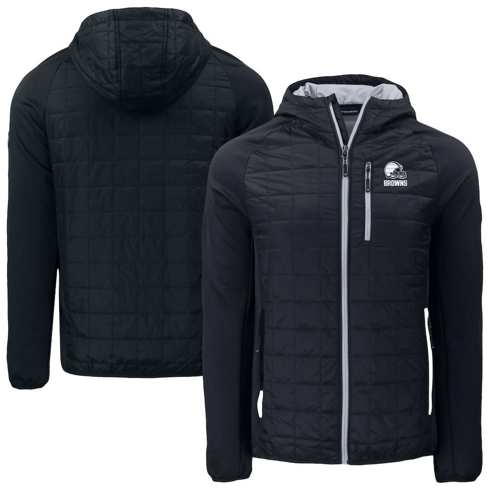 Cleveland Browns Cutter & Buck Rainier Primaloft Eco Full-Zip Hoodie Hybrid Jacket - Black Hoodies