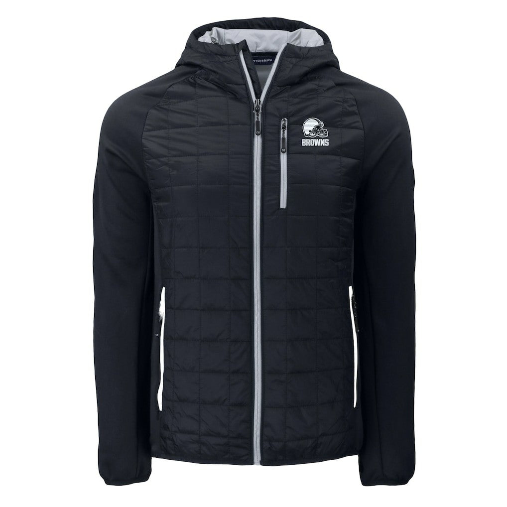 Cleveland Browns Cutter & Buck Rainier Primaloft Eco Full-Zip Hoodie Hybrid Jacket - Black Hoodies