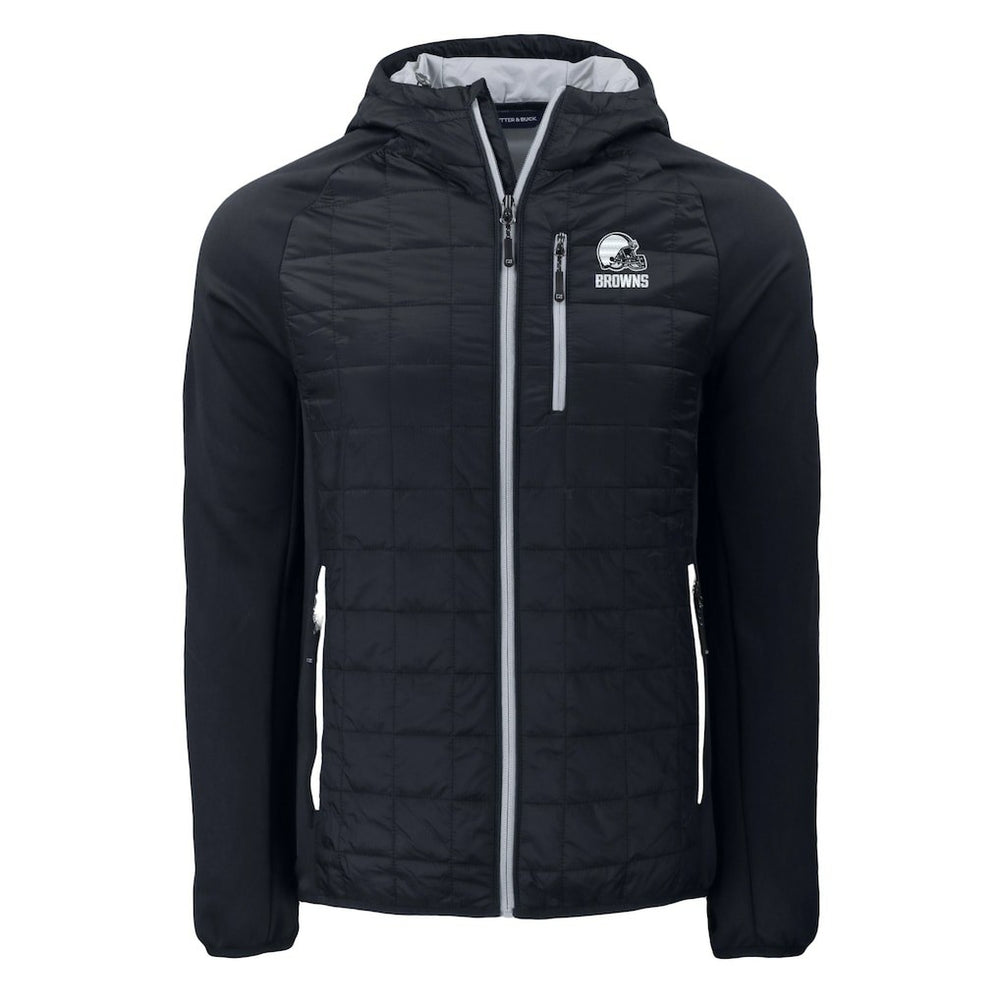 Cleveland Browns Cutter & Buck Rainier Primaloft Eco Full-Zip Hoodie Hybrid Jacket - Black Hoodies