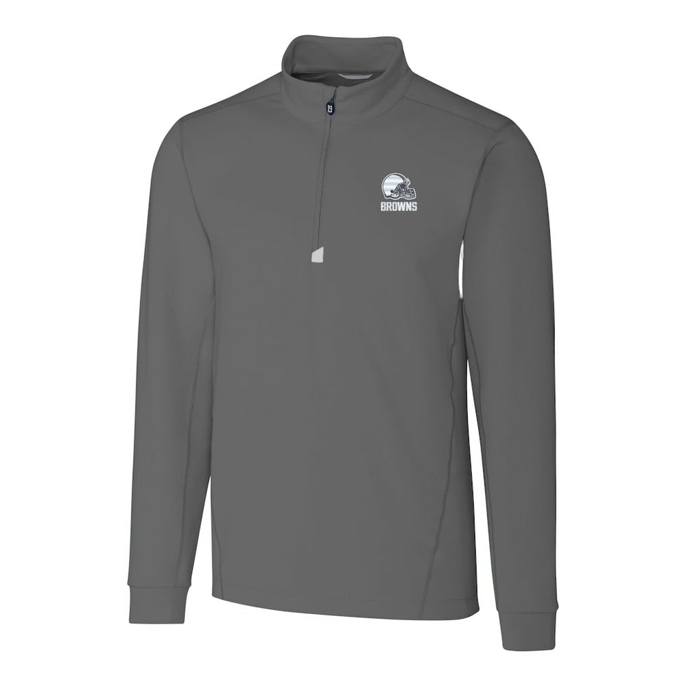 Cleveland Browns Cutter & Buck Big & Tall Traverse Stretch Eco Quarter-Zip Pullover Top - Gray Pullover