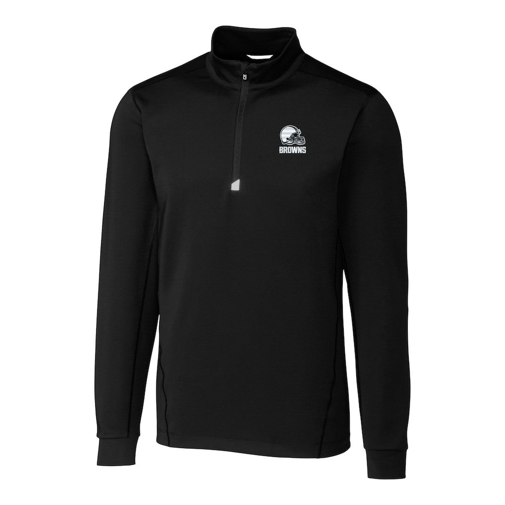 Cleveland Browns Cutter & Buck Big & Tall Traverse Stretch Eco Quarter-Zip Pullover Top - Black Pullover