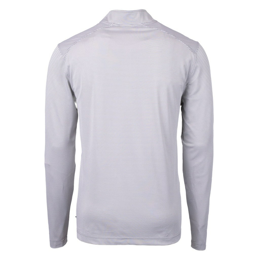 Cleveland Browns Cutter & Buck Big & Tall Virtue Eco Pique Micro Stripe Recycled Quarter-Zip Pullover Top - Gray Pullover