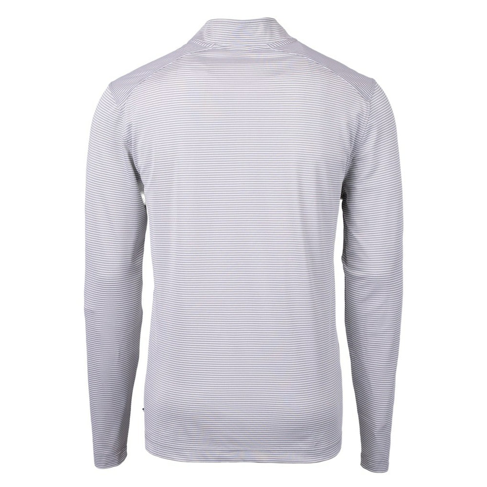 Cleveland Browns Cutter & Buck Big & Tall Virtue Eco Pique Micro Stripe Recycled Quarter-Zip Pullover Top - Gray Pullover