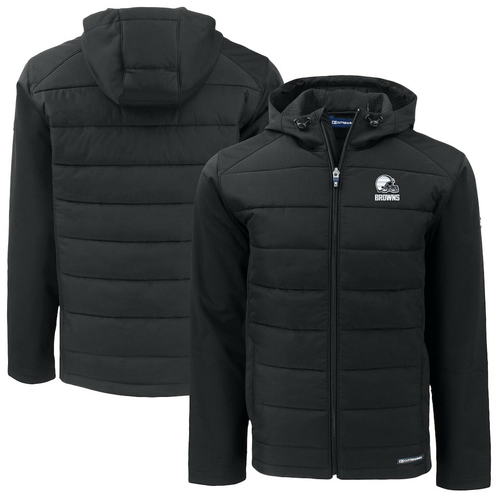 Cleveland Browns Cutter & Buck Big & Tall Evoke Hybrid Eco Softshell Recycled Full-Zip Hooded Jacket - Black Jackets