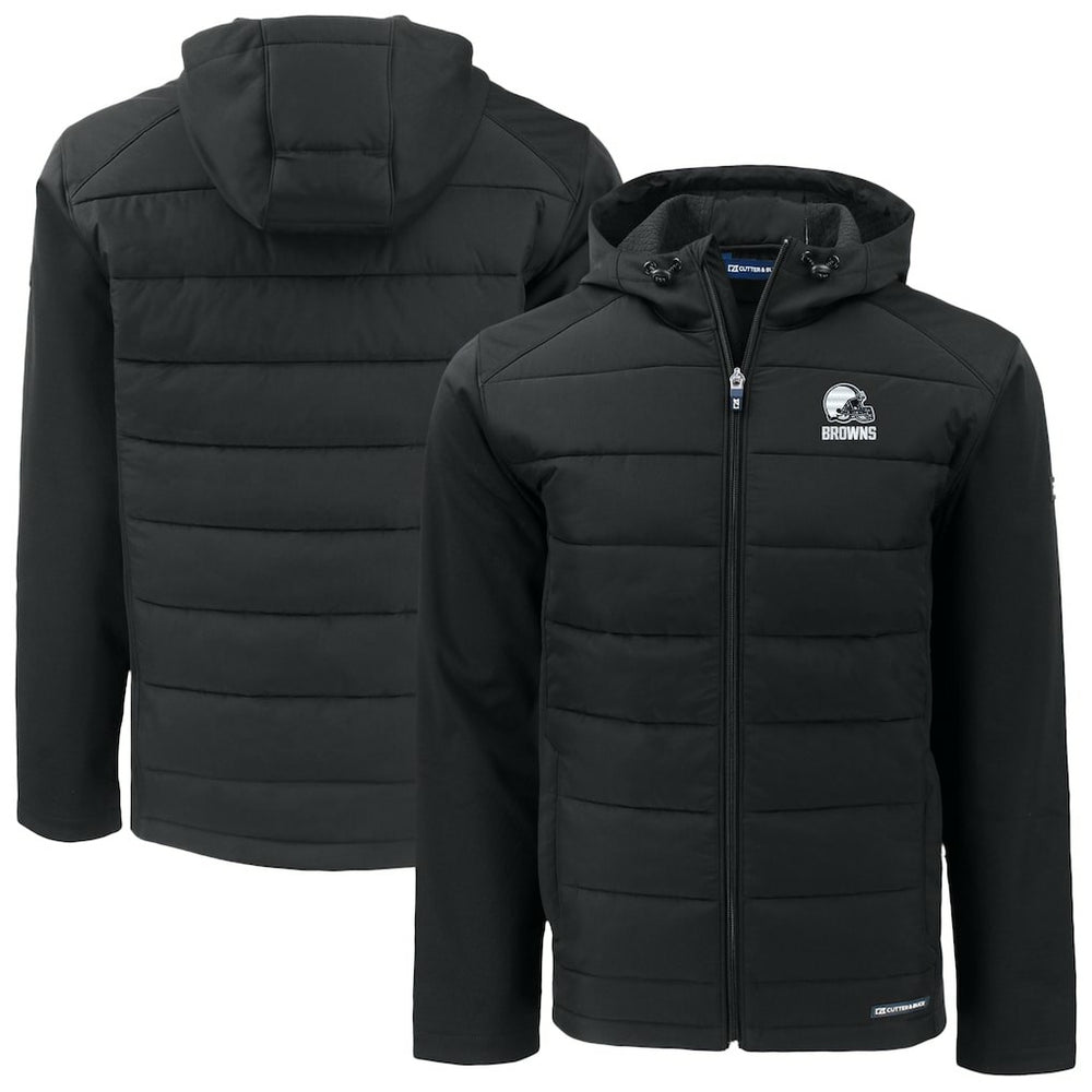 Cleveland Browns Cutter & Buck Big & Tall Evoke Hybrid Eco Softshell Recycled Full-Zip Hooded Jacket - Black Jackets