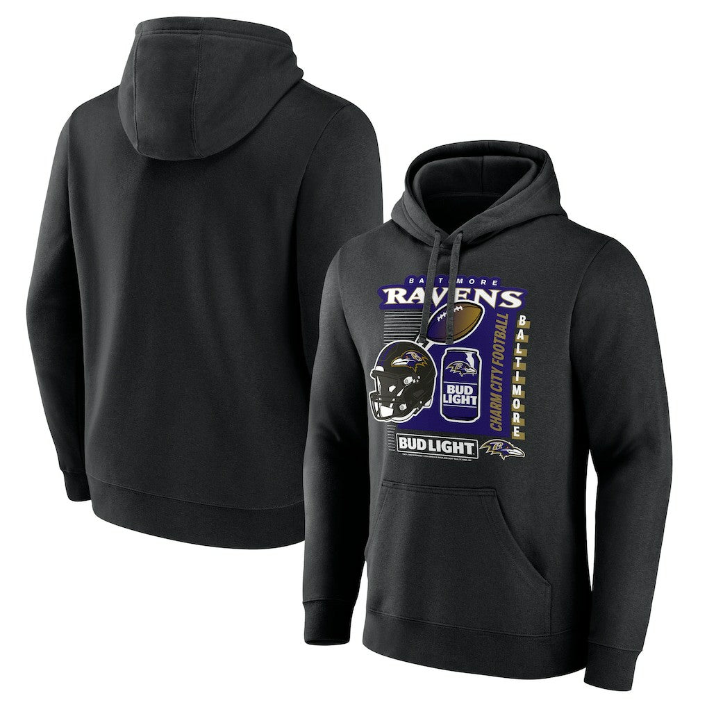 Baltimore Ravens Bud Light Pullover Hoodie - Black Hoodies