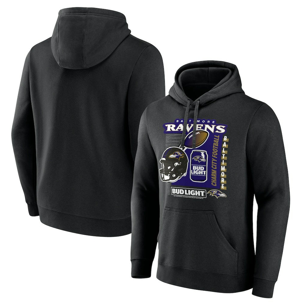 Baltimore Ravens Bud Light Pullover Hoodie - Black Hoodies
