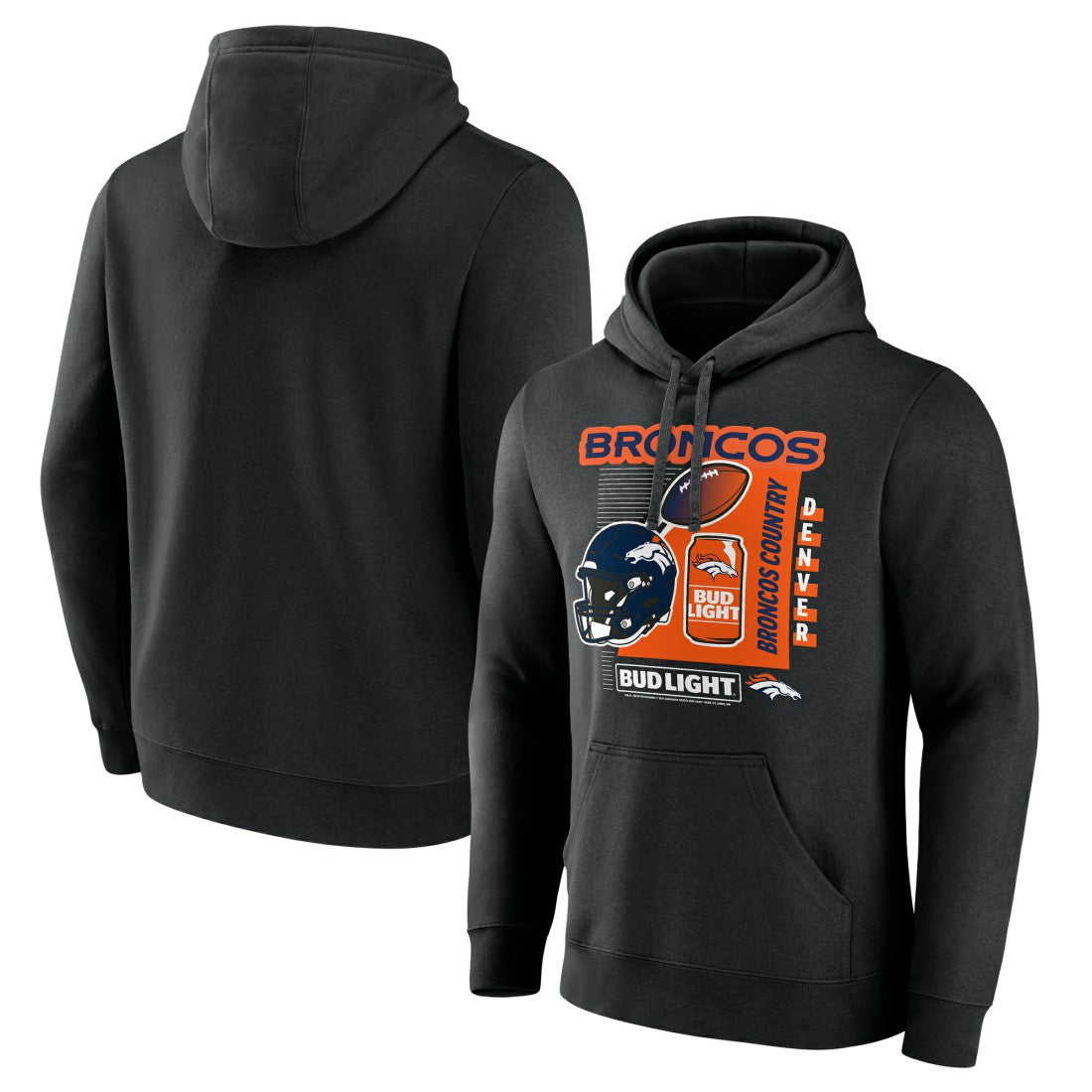 Denver Broncos Bud Light Pullover Hoodie - Black Hoodies