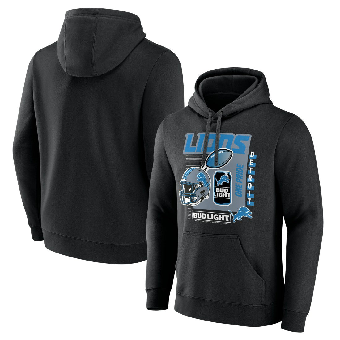 Detroit Lions Bud Light Pullover Hoodie - Black Hoodies