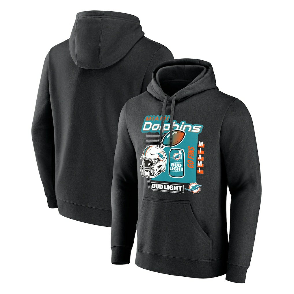 Miami Dolphins Bud Light Pullover Hoodie - Black Hoodies