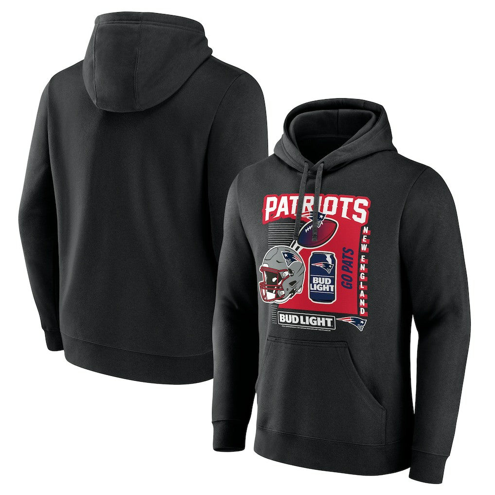 New England Patriots Bud Light Pullover Hoodie - Black Hoodies