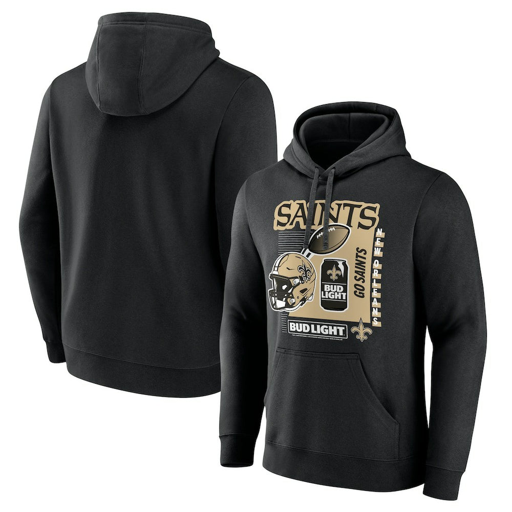 New Orleans Saints Bud Light Pullover Hoodie - Black Hoodies