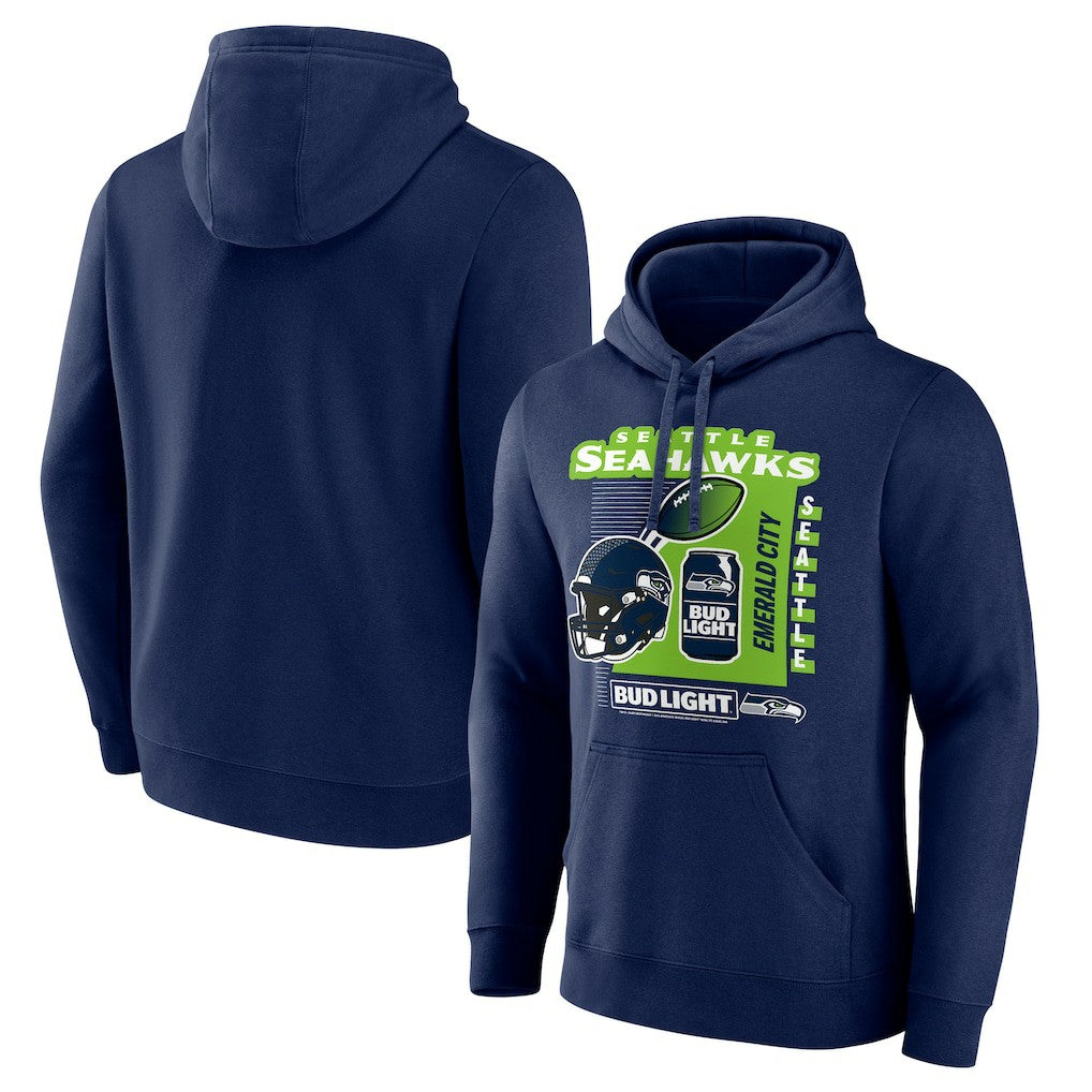 Seattle Seahawks Bud Light Pullover Hoodie - Navy Hoodies