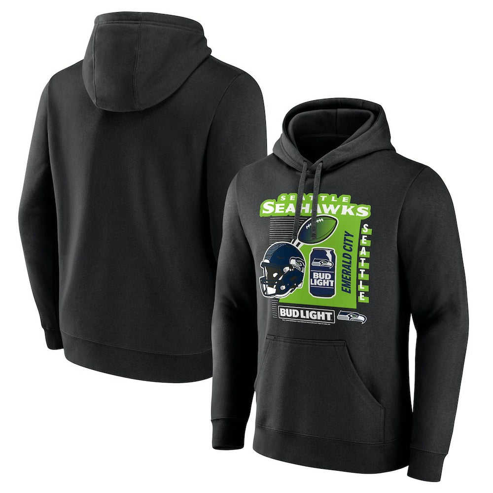 Seattle Seahawks Bud Light Pullover Hoodie - Black Hoodies