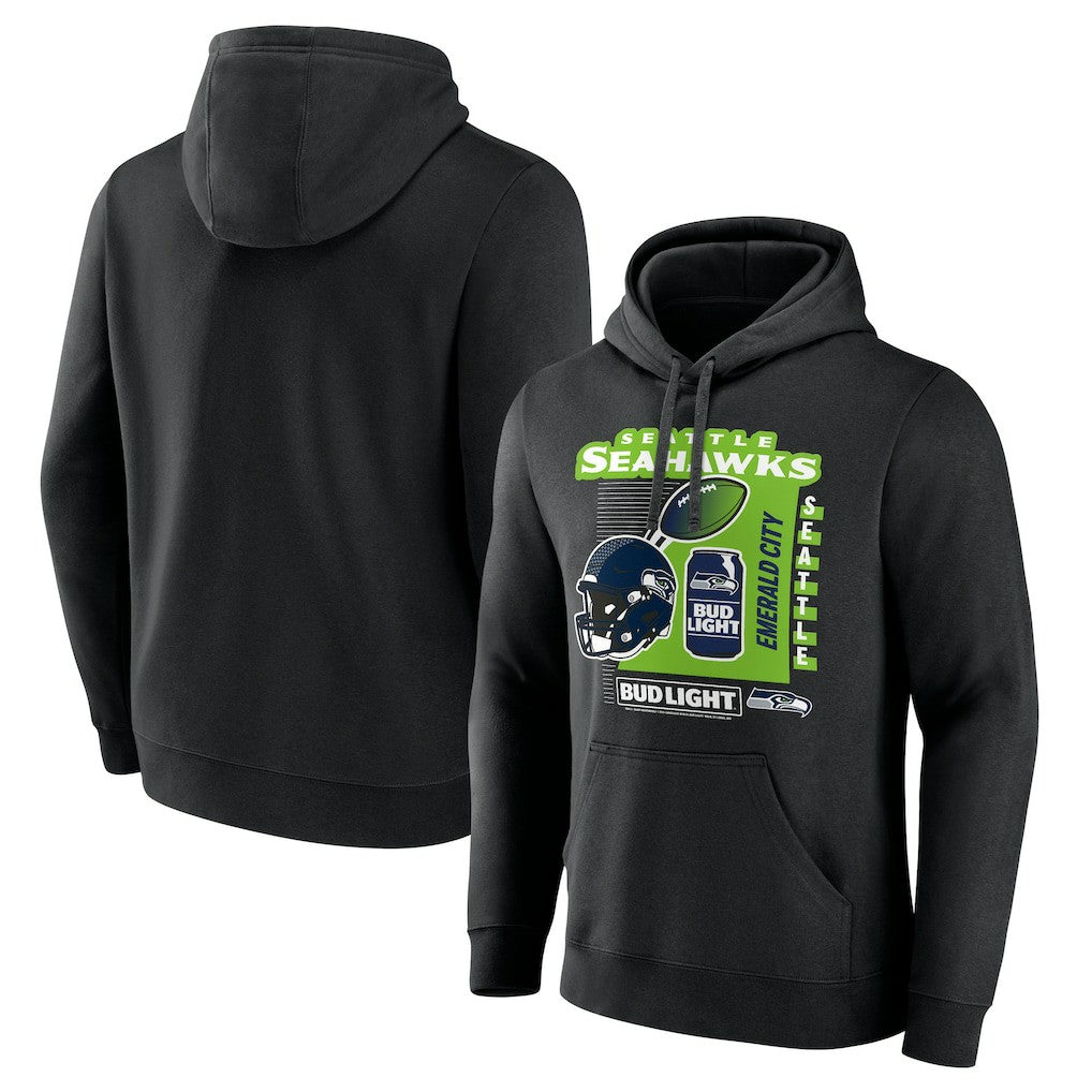 Seattle Seahawks Bud Light Pullover Hoodie - Black Hoodies